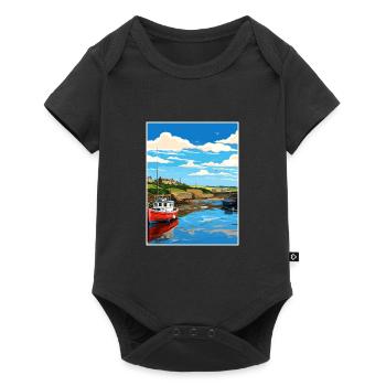 Bude Cornwall Vintage Reiseposter WPA Souvenir - Baby Premium Kurzarmbody - Schwarz - Vorne
