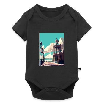 Brighton England Vintage Reiseposter Souvenir - Baby Premium Kurzarmbody - Schwarz - Vorne