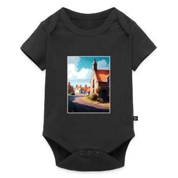 Beadnell England Vintage Reiseposter Souvenir - Baby Premium Kurzarmbody - Schwarz - Vorne