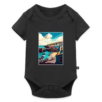 Newquay England Vintage Reiseposter WPA Souvenir - Baby Premium Kurzarmbody - Schwarz - Vorne