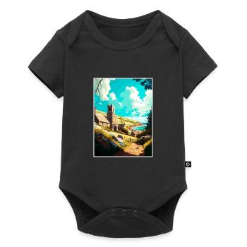 St. Agnes England Vintage Reiseposter Souvenir - Baby Premium Kurzarmbody - Schwarz - Vorne