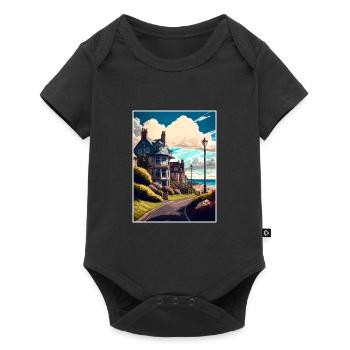Clevedon Angleterre Vintage voyage affiche Souvenir - Body à manches courtes Premium Bébé - noir - Devant