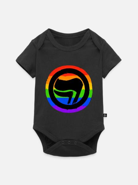 Antifaschistisch Regenbogen - Baby Premium Kurzarmbody - Schwarz