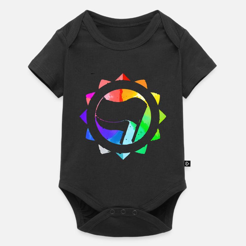 ARC-EN-CIEL COLORÉ ANTIFASCISTE - Body à manches courtes Premium Bébé - noir
