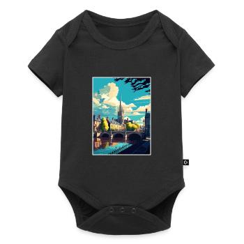 Bath England Vintage Reiseposter WPA Souvenir - Baby Premium Kurzarmbody - Schwarz - Vorne