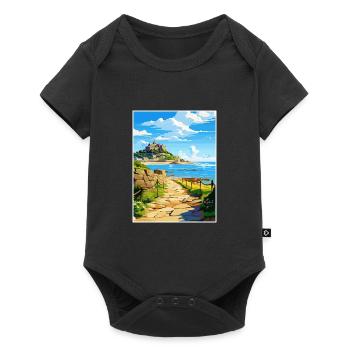 Marazion Cornwall Vintage Reiseposter Souvenir - Baby Premium Kurzarmbody - Schwarz - Vorne