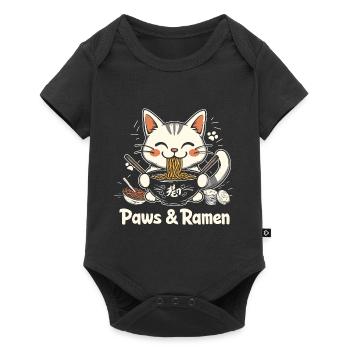 Drôles de pattes de chat et Ramen Kawai - Body à manches courtes Premium Bébé - noir - Devant