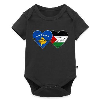 Kosovo Palestine Drapeau utilisé - Body à manches courtes Premium Bébé - noir - Devant