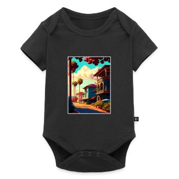 Santa Barbara Californie Vintage voyage affiche WPA - Body à manches courtes Premium Bébé - noir - Devant