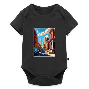 Philadelphie Pennsylvanie Vintage affiche de voyage - Body à manches courtes Premium Bébé - noir - Devant