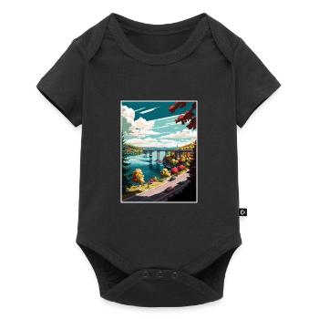 Poughkeepsie New York State Vintage Travel Poster - Baby Premium short-sleeve bodysuit - black - Front