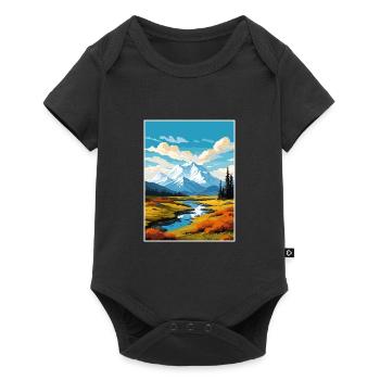 Denali Nationalpark Alaska Vintage Reiseposter - Baby Premium Kurzarmbody - Schwarz - Vorne