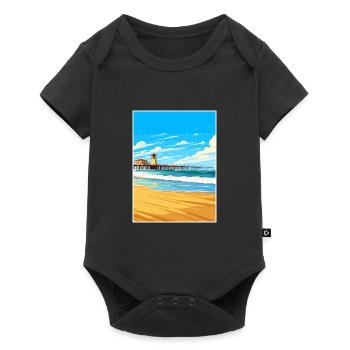 Huntington Beach Californie Vintage affiche de voyage - Body à manches courtes Premium Bébé - noir - Devant