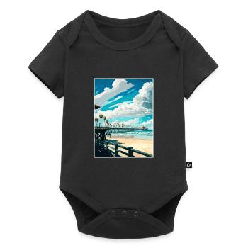 Huntington Beach Californie Vintage affiche de voyage - Body à manches courtes Premium Bébé - noir - Devant