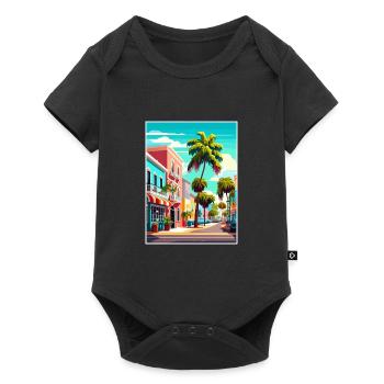 Port St Lucie Beach Floride Affiche de voyage Vintage - Body à manches courtes Premium Bébé - noir - Devant