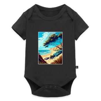 Carpinteria Bluffs Californie affiche de voyage - Body à manches courtes Premium Bébé - noir - Devant