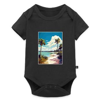 Lovers Key State Park Floride affiche de voyage - Body à manches courtes Premium Bébé - noir - Devant