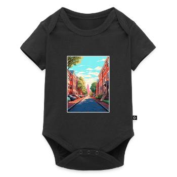 Philadelphie Pennsylvanie Vintage affiche de voyage - Body à manches courtes Premium Bébé - noir - Devant