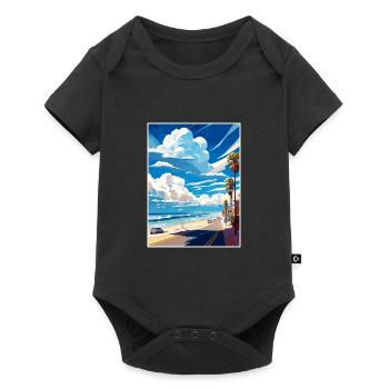 Manhattan Beach Californie Vintage affiche de voyage - Body à manches courtes Premium Bébé - noir - Devant