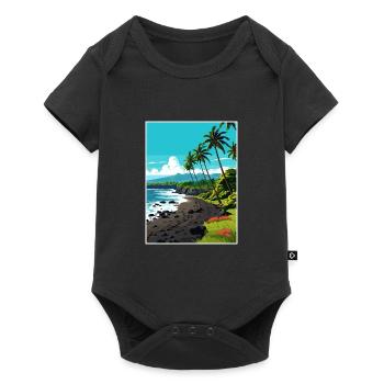 Punaluu Black Sands Beach Hawaii Travel Poster - Baby Premium short-sleeve bodysuit - black - Front