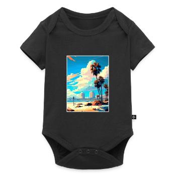 Long Beach Kalifornien Cali Vintage Reiseposter - Baby Premium Kurzarmbody - Schwarz - Vorne