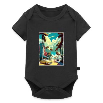 South Beach Floride Vintage voyage affiche Souvenir - Body à manches courtes Premium Bébé - noir - Devant