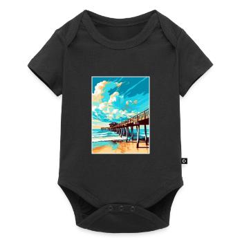 Cocoa Beach Florida Vintage Reiseposter Souvenir - Baby Premium Kurzarmbody - Schwarz - Vorne