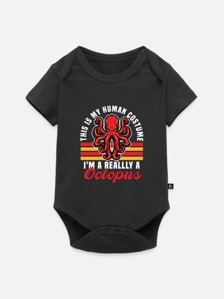 octopus - Baby Premium Kurzarmbody - Schwarz