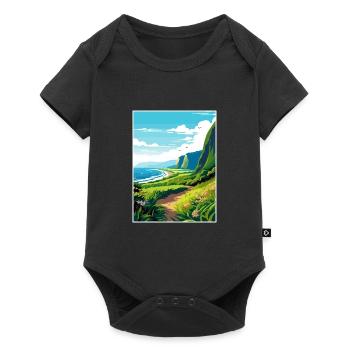 Waipio Valley Hawaï Vintage voyage affiche WPA Art - Body à manches courtes Premium Bébé - noir - Devant