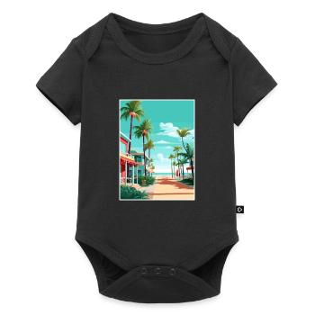 South Beach Texas Vintage voyage affiche Souvenir - Body à manches courtes Premium Bébé - noir - Devant