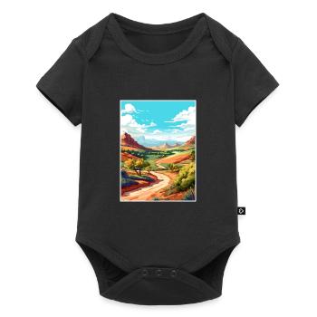 Mount Scott Texas Vintage Reiseposter Souvenir - Baby Premium Kurzarmbody - Schwarz - Vorne