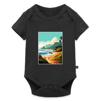Ke E Beach Hawaï Vintage voyage affiche Souvenir - Body à manches courtes Premium Bébé - noir - Devant