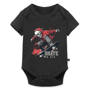 Skeleton Skull Skater Skateboarder Skateboard - Baby Premium short-sleeve bodysuit - black - Front
