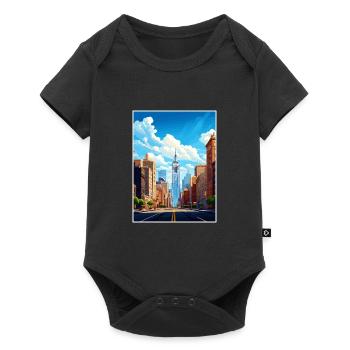 New York State Vintage Reiseposter WPA Souvenir - Baby Premium Kurzarmbody - Schwarz - Vorne