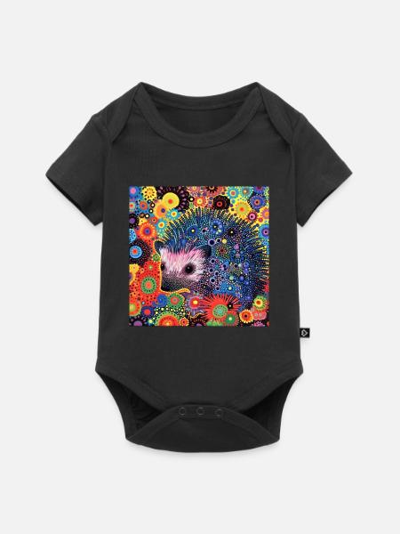igel, bunt, tier, geschenk, geschenkidee - Baby Premium Kurzarmbody - Schwarz