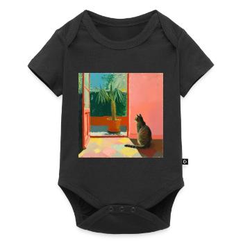 cat, cats, colorful, animal, gift, gift idea - Baby Premium short-sleeve bodysuit - black - Front