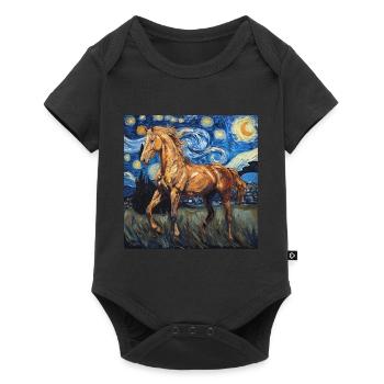 Horse, Animal, Van Gogh, Starry Night - Baby Premium short-sleeve bodysuit - black - Front