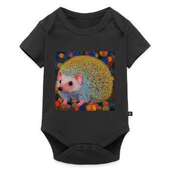 hedgehog, colorful, animal, gift, gift idea - Baby Premium short-sleeve bodysuit - black - Front