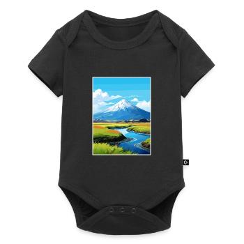 Mont Taranaki Nouvelle-Zélande Vintage Travel Poster - Body à manches courtes Premium Bébé - noir - Devant