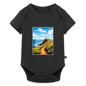 Nugget Point Nouvelle-Zélande Vintage Affiche de voyage WPA - Body à manches courtes Premium Bébé - noir - Devant