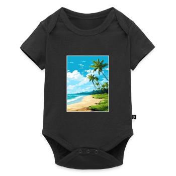 Palm Cove Beach Australien Vintage Reiseposter - Baby Premium Kurzarmbody - Schwarz - Vorne