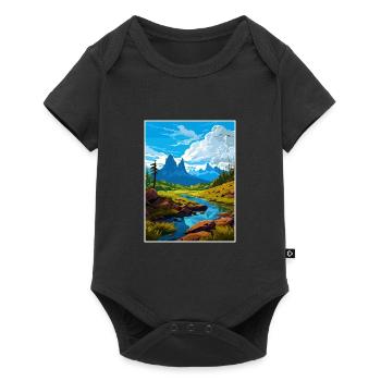Cradle Mountain Australia Vintage Travel Poster - Baby Premium short-sleeve bodysuit - black - Front