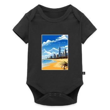 Gold Coast Australia Deco Vintage Travel Poster - Baby Premium short-sleeve bodysuit - black - Front