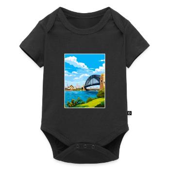 Sydney Harbour Bridge Australien Reiseposter - Baby Premium Kurzarmbody - Schwarz - Vorne