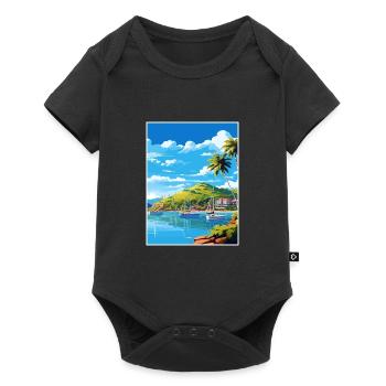 Hamilton Island Australia Deco Travel Poster - Baby Premium short-sleeve bodysuit - black - Front