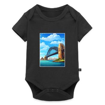 Sydney Harbour Bridge Australien Reiseposter - Baby Premium Kurzarmbody - Schwarz - Vorne