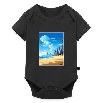 Surfers Paradise Beach Australia Travel Poster - Baby Premium short-sleeve bodysuit - black - Front