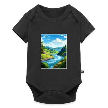 Tal der Giganten Baumwipfelpfade Reiseposter - Baby Premium Kurzarmbody - Schwarz - Vorne