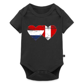 Hollande Pérou drapeau coeur utilisé - Body à manches courtes Premium Bébé - noir - Devant