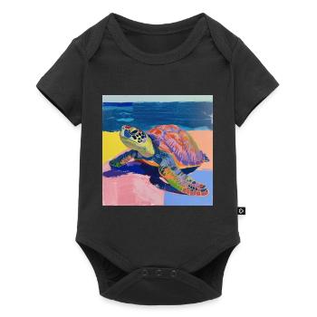 turtle, colorful, animal, gift, gift idea - Baby Premium short-sleeve bodysuit - black - Front